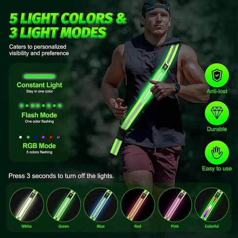 LED GEAR عالية الوضوح وضوح الحزام العاكس ، معدات أمان قابلة للتعديل ليلا ، إضاءة قابلة لإعادة الشحن. in Kuwait