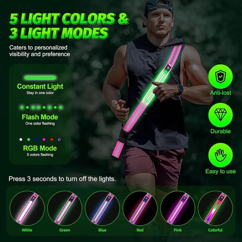 LED GEAR عالية الوضوح وضوح الحزام العاكس ، معدات أمان قابلة للتعديل ليلا ، إضاءة قابلة لإعادة الشحن. in Kuwait