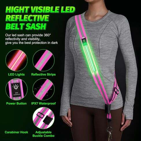 LED GEAR عالية الوضوح وضوح الحزام العاكس ، معدات أمان قابلة للتعديل ليلا ، إضاءة قابلة لإعادة الشحن. in Kuwait