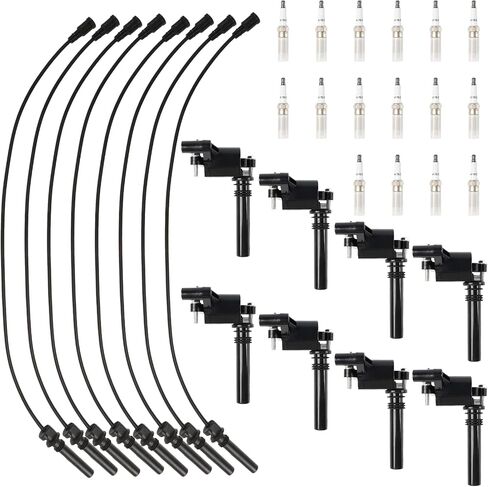 Set of 8 UF413 Square Ignition Coil with M8-48322R 8mm Spark Plug Wires Set & 41-962 Platinum Spark Plugs Compatible with Chevy Silverado, Cadillac Escalade, Buick, GMC 4.8L 5.3L 6.0L 6.2L in Saudi Arabia