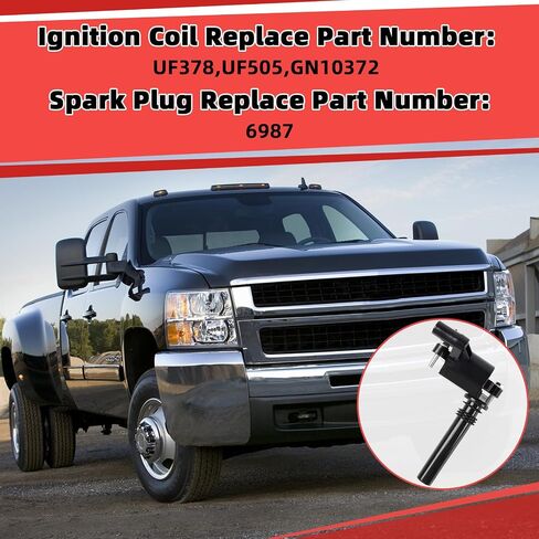 Set of 8 UF413 Square Ignition Coil with M8-48322R 8mm Spark Plug Wires Set & 41-962 Platinum Spark Plugs Compatible with Chevy Silverado, Cadillac Escalade, Buick, GMC 4.8L 5.3L 6.0L 6.2L in Saudi Arabia