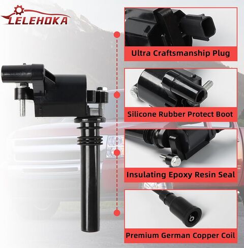 Set of 8 UF413 Square Ignition Coil with M8-48322R 8mm Spark Plug Wires Set & 41-962 Platinum Spark Plugs Compatible with Chevy Silverado, Cadillac Escalade, Buick, GMC 4.8L 5.3L 6.0L 6.2L in Saudi Arabia