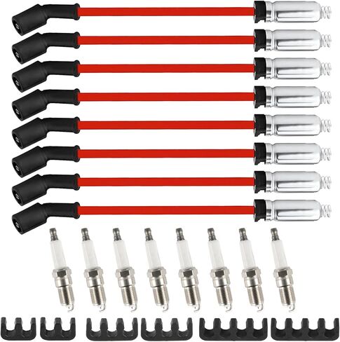 Set of 8 UF413 Square Ignition Coil with M8-48322R 8mm Spark Plug Wires Set & 41-962 Platinum Spark Plugs Compatible with Chevy Silverado, Cadillac Escalade, Buick, GMC 4.8L 5.3L 6.0L 6.2L in Kuwait