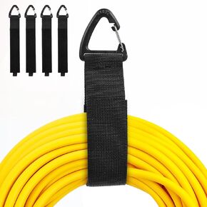 4Pcs Extension Cord Holder Organizer Adjustable Hose Hanger Heavy Duty Storage Straps with Triangle Clips for Garage Organization Men Workshop Gadgets