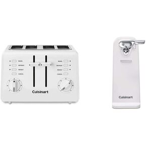 Cuisinart 4-Slice Toaster (CPT-142P1) and Electric Can Opener (CCO-50N) Bundle, White