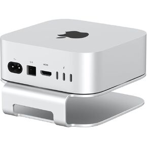 Qwiizlab Aluminum Stand for 2024 Mac mini M4/M4 Pro, Convenient Acess to Power Bottom, Anti-Scratch, Anti-Slip, Avoid Overheating, Durable and Sturdy Design (Silver)