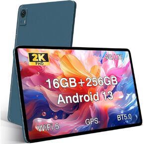 Android Tablet with SIM Card Slot Unlocked, 12 Inch Large Screen 4G LTE Cellular Tablet with Android 13 16GB(8+8 Virtual) RAM 256GB ROM GPS WiFi BT 8000Mah 2K Display for Adults Kids