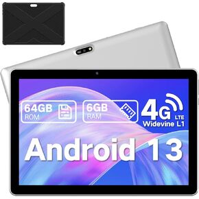 Android Tablet 10.1 Inch, 4G Cellular Tablets with SIM Card Slot (Supports Calling & Texting), 5G WiFi Tablet with Case, 6GB+64GB+TF Expand, HD IPS Touchscreen, Dual Cameras, BT 5.0
