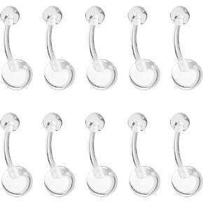 CM Crareesi Mania 10Pieces Belly Button Rings Glow in The Dark Belly Rings 14G Banana Barbells Colorful Navel Piercing Jewellery Navel Bars