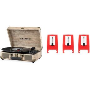 Victrola Vintage 3-Speed Bluetooth Portable Suitcase Record Player Bundle with Built-in Speakers | Turntable Replacement Needles