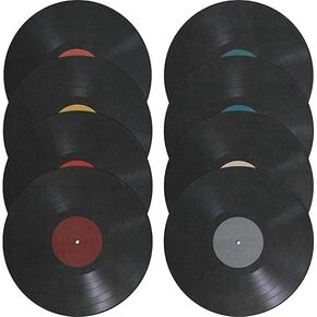 8Pcs Decorative Vinyl Records Wall Decals PVC Vintage Decor Records Wall Sign Crafts Artwork Bar Disc for Music Party Decorations Artist Studio