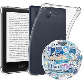 حالة واضحة لـ 6 بوصة Kobo Clara Color/Clara BW (2024)/Kobo Clara 2E 2022 مع ملصقات 50pcs ، حالة غطاء TPU خفيفة الوزن