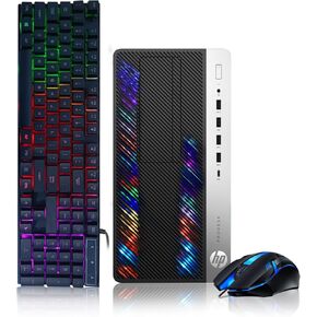HP Gaming PC Desktop Computer - Intel Quad I5-7500 up to 3.8GHz, GeForce GTX 1660 Super 6G, 32GB DDR4 Memory, 128G SSD + 3TB, RGB Keyboard & Mouse, WiFi & Bluetooth 5.0, Win 10 Pro (Renewed)