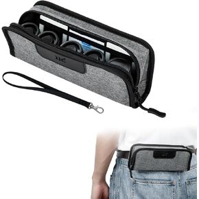 JJC Portable 35mm Film Canister Pouch, Compact Film Carrying Case Storage Bag for 5 Rolls of 35mm 135 film, Compact Film Cassette Holder Container Storage Box with Belt Loop and Strap (NO Film