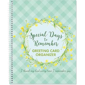 Cool Floral Card Organizer Book- Remember Special Days, Greeting Card Keeper, Softcover, 8" x 10", Spiral Bound