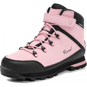 R CORD Kids Hiking Boots Waterproof Girls Hiking Boots Durable TPR Traction Kids Hiking Shoes Outsole Boys Hiking Boots Anti-Skid Athletic Hook and Loop Closure