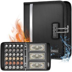 Ytonet Coin Collection Book Holder for Collectors, 320 Pockets Fireproof Lockable Coin Collection Supplies Album and 36 Currency Storage Organizer Case, Coin Collector Gifts for Quarter, Penny, Bill