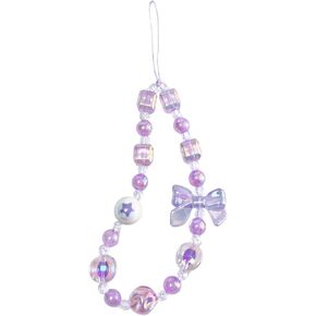 Bowknot Beaded Phone Charm Star Heart Crystal Pearl Cellphone Chain Strap String Aesthetic Cute Bag Camera for Women