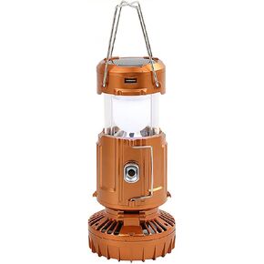 Camping Lantern with Fan, Flashlight Lantern Collapsible-USB Rechargeable, Solar & Battery Powered Camping Lampp for Picnic, Barbecue, Fishing, Travel Rechargeable Emergency Light