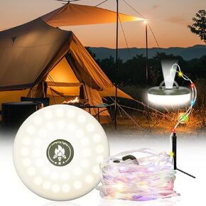 Camping Lights, Outdoor String Lights with 8 Lighting Modes, Rechargeable 4 in 1 Waterproof LED Hanging Lights for Outdoor, Christmas, Yard, & Party Decor - 29.5ft