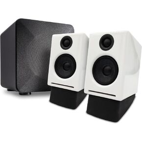 Audioengine A2 White Computer Speakers with 210W S6 Subwoofer and DS1 Stands
