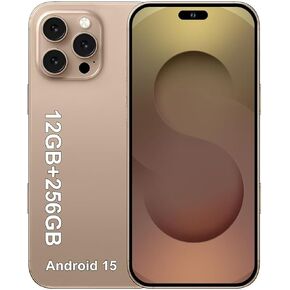 I17 Pro Max Cell Phones Unlocked,Android 15 Phone 12GB+256GB/1TB Expandable,6.8 Inch Screen 7800mAh Battery 108MP Camera Dual SIM Smartphone NFC/GPS/Face ID/Fingerprint Unlock (Rose Gold)