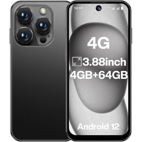 4G Mini Smartphone (Unlocked), 3.88-inch HD Screen - A Compact and Ideal Choice for Kids and Students, Small-Sized Backup Phone with Dual SIM Dual Standby, Face ID (64GB,Beige)