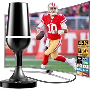 Digital TV Antenna for Smart Tv Indoor, 360 Reception Digital HDTV Antenna for Local Channels, Supports 1080P and 4K, Strong Magnetic Base (Black-V15711)