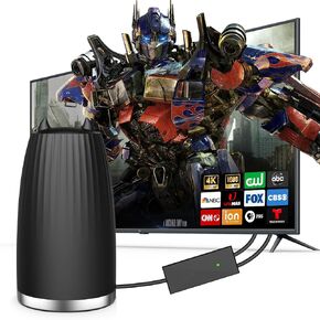 TV Antenna-TV Antenna Indoor, Smart TV Antenna 600+ Miles Coverage Range, HD TV Antenna for Local Channels, Support 4K 1080P, Includes Signal Amplifier & 18ft Coaxial Cable, Support All TV.