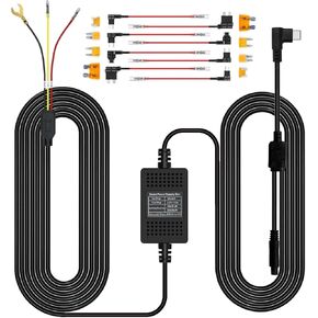 Hardwire Kit for K600 Dash Cam Front and Rear 4k+1080P,12ft Type C,Input12V/24V,Output 5V/2.5A.Dash Cam Hardwire Kit with Add A Circuit Fuses,Supports 24-Hour Parking Monitoring for Car DashCam