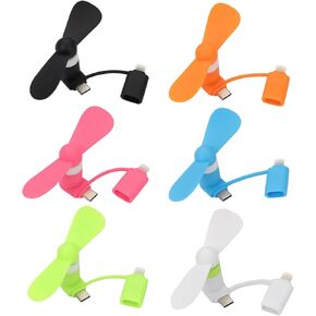 6-Pack Cell Phone Fan for iPhone Type C - Mini Pocket Fan Compatible for iPhone iPad Type C Android Smartphone, Personal Portable Fan for Travel Outdoor Summer (Black)