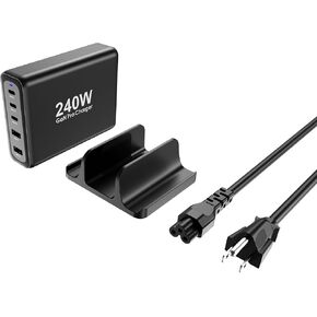 240W USB C Charger ، GAN Tech 5-Ports PD 100W PPS45W QC3.0 30W محطة شحن سريعة فائقة لـ MacBook Pro iPad iPhone 15 14 Samsung S23 S22 Pixel والمزيد