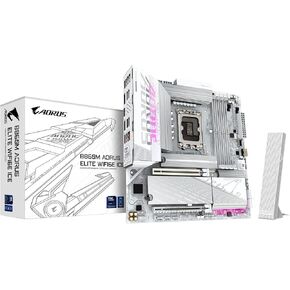 GIGABYTE B860M AORUS Elite WIFI6E ICE Intel Core Ultra (Series 2) LGA 1851 Motherboard, mATX, DDR5, 3X M.2, PCIe 5.0, USB-C, WIFI6E, 2.5GbE LAN, EZ-Latch