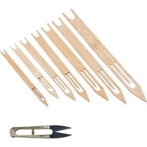 SUPERFINDINGS 7Pcs 7Styles Netting Needle Shuttles Fishing Bamboo Fishing Net Repair Line Mending Tool Net Needle Kit Netting Shuttles Repair Tool Fishing with 1Pc Sharp Steel Scissors, Mixed Color