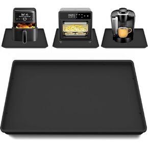 Silicone Heat Resistant Mat for Air Fryer, 19x14.5in Heat Resistant Mat for Countertop, Silicone Mats for Kitchen Counter Compatible with Ninja, COSORI, Chefman, Emeril Lagasse, Cuisinart Black