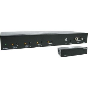 Tripp Lite 4 Port Presentation Switch Kit, 4K 60 Hz, HDMI, DisplayPort, USB-C, & VGA to HDMI Over Cat6 Extender, 125 ft. (B320-4X1-MHE-K)