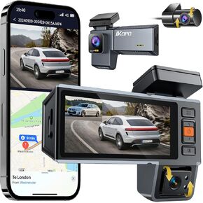 4K Dash Cam Front and Rear and Inside, UHD 2160P Night Vision 3 Channel Dash Camera for Cars, 3.16'' IPS Screen Dual Dashcam with Speed Recording, App Control,24H Parking Mode,G-Sensor