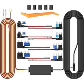 ZHK-01 Type-C Hardwire Kit with 8pcs Circuit Fuse Tap for D435 Dash Camera, 12V-24V to 5V/3A, LED Indicator, Low Voltage Protection