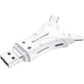 SUNTRSI 4 in 1 SD Card Reader for Phone/Pad/Android, Micro SD Card Reader Adapter, Portable Memory Card Reader for SD and Micro SD Cards