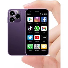 Mini Phone, Unlocked Mini Smartphone for Kids, 3.0" HD Touch Screen Android 8.1 Phones, Quad Core/Dual SIM/2600mAh Battery/2G+16G/GPS/Face lD Student Pocket 4G Cell Phone- Blue