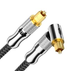 EMK Upgraded 24K Gold-Plated 90 Degree Optical Cable, 360 Degree Rotatable Optical Audio Cable Right Angle Digital Toslink Cable for Sound Bar, TV 10 Ft/3M