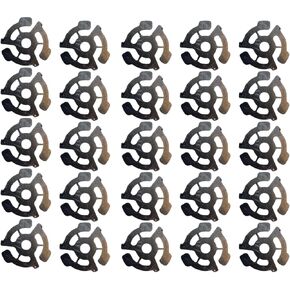 45 RPM Vinyl Record Adapters, 7 Inch Singles, Plastic Inserts (20) (Black)