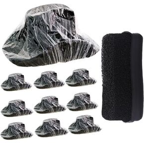10Pcs Cowboy Hat Cover and One Sponge Hat Brush Felt Hat Cleaner Hat Protector Dust Cover (US, Alpha, Medium, Black)