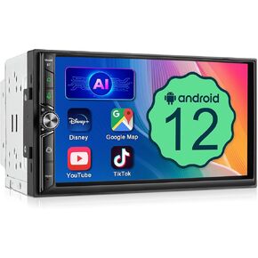 ستيريو مزدوج سيارة Din Din مع Apple Carplay Android Auto ، 7 في جهاز استقبال صوتية لراديو سيارة Android من Qled Android مع Bluetooth و WiFi و FM و GPS Navigation و Scbwoofer و USB/SWC/Aux
