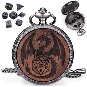 ManChDa Mini D&D Dice Set DND Dice Wooden Shell 7PCS Micro Polyhedral Dice Set Metal Dice Dungeons and Dragons Gifts Accessories Bronze
