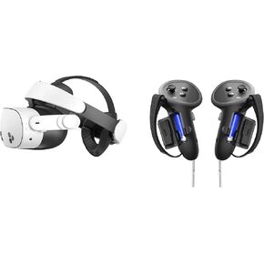 KIWI design H4 Comfort Head Strap Compatible with Meta Quest 3 or Meta Quest 3S and KIWI design G4 Pro Controller Grips Protector Accessories by Meta
