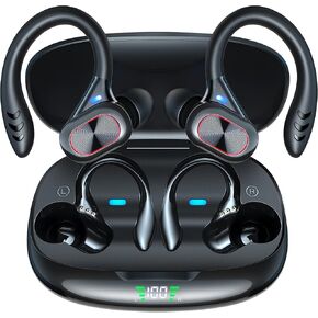Earbuds Wireless Bluetooth Headphones, Bluetooth Earbuds with Mic, True Wireless in-Ear Noise Cancelling, IPX65 Waterproof, LED Display Touch Control, for Sport/Work- Black