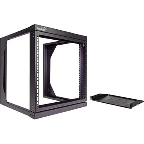 NavePoint 9U Open Frame Server Rack for 19" Network Equiment & 1U Cantilever Vented Server Shelf for 19-inch Equipment - 10-inch 250mm Deep