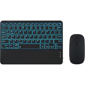 Ultra-Slim Bluetooth Keyboard with Built-in Touchpad and Mouse Portable Mini Wireless Keyboard Rechargeable 7-Color Backlit for Apple iPad iPhone Samsung Tablet iPhone Smartphone iOS Android Windows
