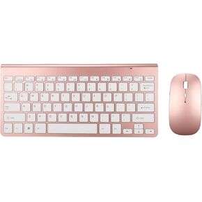 Keyboard Set, 78 Keys USB Keyboards Mouse, Thin Etched Keycaps Ergonomics Mute Computer Keyboards, for Laptop Computer and PC Gold Silver (Rose Gold)